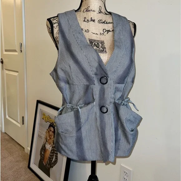 L.A.M.B. Pin Stripe Vest (RARE)-G/L-NWOT - Picture 4 of 16